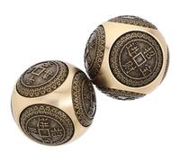 POPETPOP 2pezzi Palline in Ottone per Esercizi Mano e Massaggio, Design Elegante Incisioni Esagonali, per Relax Mentale e Fisico a Casa in Ufficio