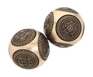 POPETPOP 2pezzi Palline in Ottone per Esercizi Mano e Massaggio, Design Elegante Incisioni Esagonali, per Relax Mentale e Fisico a Casa in Ufficio