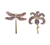 POPETPOP 2pezzi Spille Eleganti Donna in Lega Libellula e Fiore Porpora, Non Facili da Graffiare o Sbiadire, Perfette per Regalo di San o Festa della Mamma