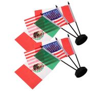 POPETPOP 2set Bandiere da Tavolo con Asta e Base Nera Mini Bandiere per Riunioni in Ufficio e Decorazioni per Scrivania Canada Messico America