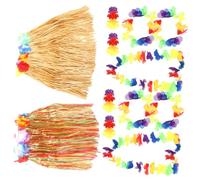 POPETPOP 2Sets Gonne Hawaiane e Ghirlande per Feste Luau Decorazioni per Matrimonio Spiaggia e Gonna per Adulti e Accessori Chic per Speciali