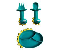POPETPOP 3 per Silicone con Piatto Scomparti Cucchiaio e Resistente Temperature Estreme Design con Ventosa per Stabilità per Svezzamento e Allenamento Nutrizione