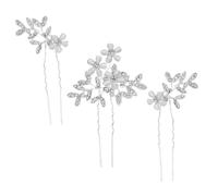 POPETPOP 3 pezzi Fermagli Capelli Sposa Fiore con Strass Accessori Leggeri per Acconciature Nuziali Donna Decorazione Elegante e Classica per Matrimonio
