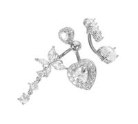 POPETPOP 3 Pezzi Navole Navel Onco Di Titanio Gioielli Per L'ombelico Da Donna Piercing Di Bottoni Dell'ombelico Piercing Del Bottone Dell'ombelico Gioielli Per Il Corpo Bianca Rame