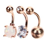 POPETPOP 3 Pezzi Piercing Per Pancia in Acciaio Resistente Anelli Brillanti Ed Eleganti Per Donna Facili Da Indossare Adatti a Ogni Stile e Occasione