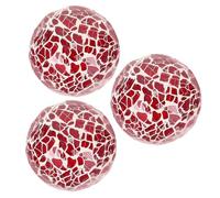 POPETPOP 3 Pezzi Sfere Decorative in Vetro a Tessere Rosa Palline Lucenti per Decorazione Casa Centrotavola per Soggiorno Sala da Pranzo e Studio Effetto Riflessione Luce