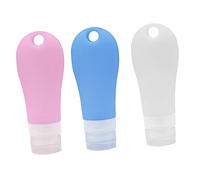 POPETPOP 3 pezzi Viaggio Silicone Contenitori per Liquidi Dispenser per per Cosmetici e Toiletries Blu Bianco e Rosa