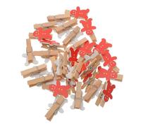 POPETPOP 30 Pezzi Mollette in Legno a Forma di Omino Pan di Spezie Rosso | Clip Natalizie Leggere, Presa Salda, Formato 3, 50x2, 30x1, 20cm, per Foto e Allestimenti Domestici