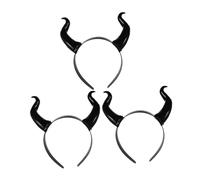 POPETPOP 3pezzi Copricapo Corna da Demone per Donna Cerchietto per Capelli Corna a Punta per Travestimenti di Halloween Cosplay Copricapo per Feste in Maschera Decorazione Nera