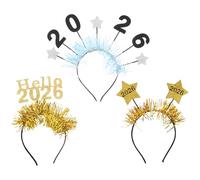 POPETPOP 3pezzi Fasce per Capelli di Capodanno per Donne Stelle Glitterate e Pietre Preziose Accessori per Capelli per Feste di Capodanno e Compleanni