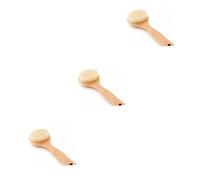 POPETPOP 3pezzi Spazzola Da Bagno Legno Con Setole Naturali e Manico Per Massaggio e Esfoliazione Della Perfetta Per Rimuovere Le Cellule Morte e La Circolazione