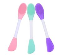 POPETPOP 3pezzi Spazzola Silicone Per Pulizia Viso Detergente Manuale Doppia Testa Strumento Per Pulizia Verde Menta Rosa Piccolo e Leggero Portatile e Pratico