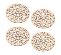 POPETPOP 4 Basi per Fondo per Cestino e Borsa all’Uncinetto in Legno Naturale Inciso Rotondo 14 CM Base Fai da Te per Cestini Intrecciati e Sottobicchieri per tè Accessori Artigianali