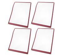 POPETPOP 4 Copertine Trasparenti per Menu Ristorante Bordo Rosso Cucito, Porta Menù Singola Pagina 12,4x9 Pollici, Protezione Resistente per Bar e Hotel, Organizzatore Professionale