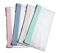 POPETPOP 4 pezzi Astucci Trasparenti Semi Chiari con Zip Organizer per Penne e Soldi Sacchetti per Cancelleria Cosmetici e Accessori Colori Variabili