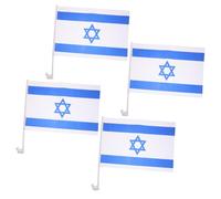 POPETPOP 4 pezzi Bandiere Israele per Auto in Poliestere con Asta per Finestrino Decorazione Nazionale Vivid per Festival e Eventi Resistente e Facile da Installare