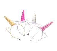 POPETPOP 4 Pezzi Cerchietto Unicorno per Bambina Corno Glitter e Orecchie e Plastica, Comodo e Versatile per Feste a Tema Principessa e Compleanni
