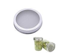 POPETPOP 4 Pezzi Coperchi Germogliatori in Acciaio Resistente per Barattoli Tondi Rete Rimovibile Facile da Pulire Multifunzione per Germogli Spezie e Zucchero