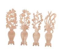 POPETPOP 4 Pezzi Decorazioni Intagliate in Legno Forma di Vaso Applicazioni Non Verniciate per Comodino Mobili Vintage Specchi e Effetto Artistico e Design Verticale Salvaspazio