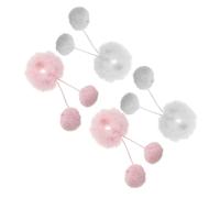 POPETPOP 4 Pezzi Fluffy Hair Pom Poms Elastic Bands For Teens Soft Plush Hair Ties With Cute Furry Balls For Buns Ponytails And Casual Styles