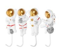 POPETPOP 4 Pezzi Ganci da Parete a Forma di Astronauta, Appendiabiti Autoadesivi per Bagno e Cucina, Ganci da Parete per Asciugamani e Chiavi, Organizzatore Spazio Salvaspazio per Casa