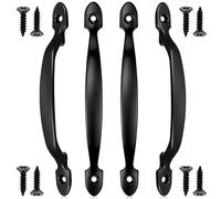POPETPOP 4 Pezzi Maniglia per Porta in Acciaio Inossidabile Nero con Superficie Liscia e Resistente alla Ruggine, per Porte Scorrevoli e Ufficio, Completa di Viti