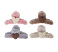 POPETPOP 4 Pezzi Mollettine per Chioma a Cuore in Peluche e Acrilico, Grande, Pratica e Robusta, per Cura e Pulizia del Viso, per Ragazze e Amiche Femminili Colore Casuale
