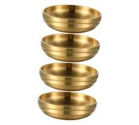 POPETPOP 4 pezzi Piatti Antipasto in Acciaio Inossidabile Ciotole Salse Dorate Doppio Liscio Antitaglio per Cucina e Tavola