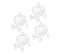 POPETPOP 4 Pezzi Scatola di Caramelle in Ferro Bianco a Forma di Carrozza Zucca Elegante per Feste di Compleanno e Celebrazioni, Design Raffinato e Versatile