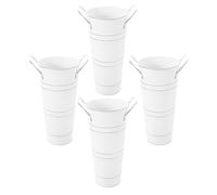 POPETPOP 4 Pezzi Secchiello in Ferro Zincato con Manico Vaso Rustico per Piante Fioriera in Metallo Resistente Antiruggine Contenitore Decorativo per Tavolo e Centrotavola Stile Country