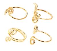 POPETPOP 4 Pezzi Set di Anelli Regolabili in Ottone le Dita dei Piedi Donna con Zirconi, Design Unico Oro, per L'estate la Spiaggia