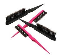 POPETPOP 4 pezzi Spazzola per Capelli Ricci Setole di Cinghiale con Manico Sottile Pettine Professionale per Salon e Uso Domestico Stimola Capelluto e Promuove la Colore Colore Casuale