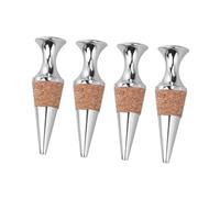 POPETPOP 4 pezzi Tappi per Bottiglie Vino Rosso in Metallo Zincato Sughero Piatto Sintetico Sigillante Silicone per Conservazione per Feste e