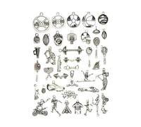 POPETPOP 40 Pezzi Ciondoli Sportivi in Lega Argento per Artigianato | Stili Assortiti, per Orecchini e Progetti Creativi, Accessori per Catene, Anelli e Decorazioni Stile Casuale