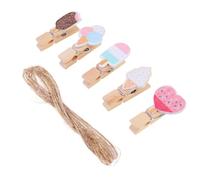 POPETPOP 40pezzi Clip Foto Cartone Animato in Legno per Decorazione Parete Supporto per Memo e Note Clip Sigillante per Artigianato Domestico Colore Rosa Gelato