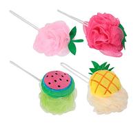 POPETPOP 4pezzi Palline Da Bagno Esfolianti Per Forme Di Frutta Pesca Ananas Anguria Fragola Spugne Per Morbide e Riusabili Per Bagno Divertente e Nutriente
