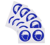 POPETPOP 5 fogli Adesivi Sicurezza Casco Ømm Resistente Intemperie Segnali Avviso Normativa per Industria e Edilizia Etichette Autoadesive per Macchinari Cartelli Obbligo Casco