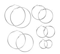 POPETPOP 5 paia Orecchini Cerchio Grande in Acciaio Inossidabile Anelli Minimalisti per Donna Design Chic e Leggero Dimensioni Miste Accessori Moda Versatili per Uso Quotidiano e Regalo