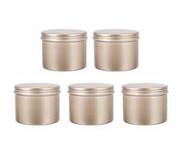 POPETPOP 5 Pezzi Barattolo Natalizio per Candele 100ml in Alluminio Oro | Resistente alle Perdite, Facile da Riempire e Dosare, per Balsami Labbra e Crema Corpo