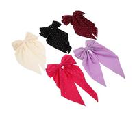 POPETPOP 5 pezzi Fermagli per Capelli con Fiocco Vintage da Clip Morsetto con Strass Grandi Fiocchi con Coda Lunga Accessori Eleganti per Donna e Ragazze Disponibili in Magenta Nero Rosso
