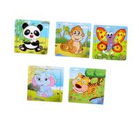 POPETPOP 5 pezzi Puzzle in Legno per Animali Elefante Felino Panda Scimmia Farfalla Gioco Educativo Interattivo per Prima Infanzia Sicuro e Durevole Regalo Compleanno e Sviluppo Cognitivo