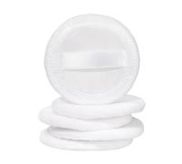POPETPOP 5 Pezzi Spugnetta Cipria Rotonda in Cotone Bianca per Trucco Fondotinta, Applicazione Liscia e Uniforme, Strumento Cosmetico per Casa e Viaggio