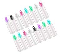 POPETPOP 50 Pezzi Bottiglie Piccole Vetro 2ml con Tappo Plastica Colorato Vasetti Ermetici Mini per Fai da Te e Regali Amici 11x35mm Colore Casuale