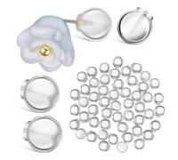 POPETPOP 50 Pezzi Fermagli per Orecchini Invisibili Chiusure per Orecchini in Tpe Facili da Rimuovere per Donne Design Discreto