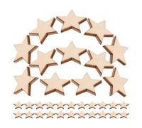 POPETPOP 50 Pezzi Piccole Stelle in Legno da Decorazione Natalizia, Facili da Usare e Pitturabili, Stelle a Cinque Punte Beige per Artigianato e Decorazioni di Natale