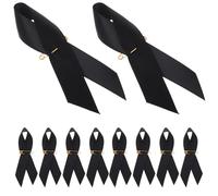 POPETPOP 50 Pezzi Spilla Nastro Nero per Lutto in Poliestere con Design a Fiocco Classico e Spilla da Balia, per Funerali e Giorno della Memoria
