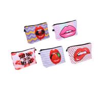 POPETPOP 5pezzi Borsa Cosmetica Con Stampa Labbra Organizer Elegante e Pratico Per Trucco e Accessori Da Viaggio Di Pochette Per Donne Per Compleanni e Festività