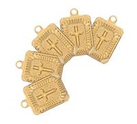 POPETPOP 5pezzi Ciondoli Croce in Pz Piccoli Ciondoli Croce in Acciaio Inossidabile Crocifissi Per Creazione Di Gioielli Rettangolari Per Braccialetti e Collane Color Dorato