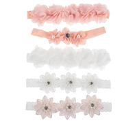 POPETPOP 5pezzi Fascia per Capelli Floreale Perline e Cristalli per Ragazzo Ragazza Ragazza Elastiche Confortevoli di Cinque Colori Rosa Accessori per Capelli per Eventi e Servizi Fotografi