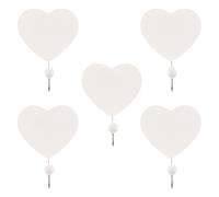POPETPOP 5pezzi Ganci da Parete a Forma di Cuore in Legno Bianco, Appendini Eleganti e Delicati per Cappelli e Borse, per Spazi Piccoli e Soggiorno